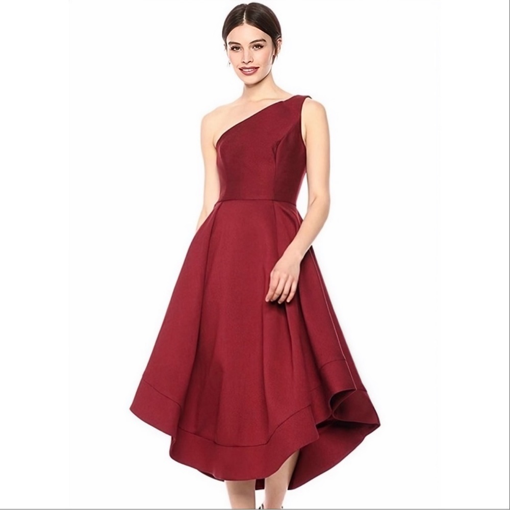 NWT C/MEO Collective Burgundy Red ‘Making Waves’ One Shoulder Dress Size XS